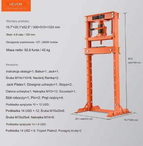 Prasa hydrauliczna warsztatowa 6 T 12