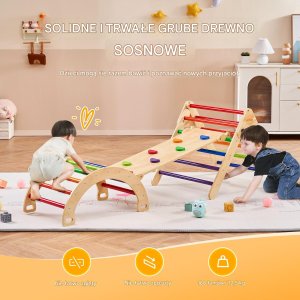 Drewniany Domowy Plac Zabaw Zestaw Wspinaczkowy dla dzieci 5w1 2
