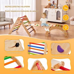 Drewniany Domowy Plac Zabaw Zestaw Wspinaczkowy dla dzieci 5w1 3