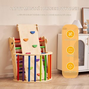 Drewniany Domowy Plac Zabaw Zestaw Wspinaczkowy dla dzieci 5w1 5