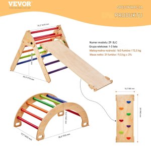 Drewniany Domowy Plac Zabaw Zestaw Wspinaczkowy dla dzieci 5w1 6