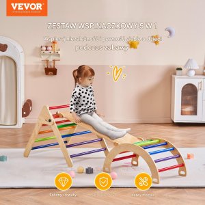 Drewniany Domowy Plac Zabaw Zestaw Wspinaczkowy dla dzieci 5w1 7