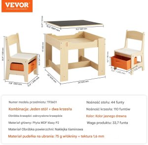 Stolik dziecięcy + tablica kredowa i dwa krzesełka 5