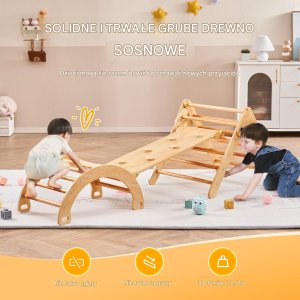 Drewniany Domowy Plac Zabaw dla dzieci Drabinka Ścianka Trójkąt 5w1 2