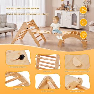 Drewniany Domowy Plac Zabaw dla dzieci Drabinka Ścianka Trójkąt 5w1 3