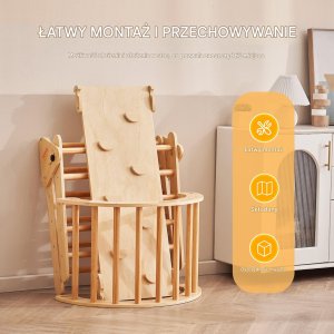 Drewniany Domowy Plac Zabaw dla dzieci Drabinka Ścianka Trójkąt 5w1 5