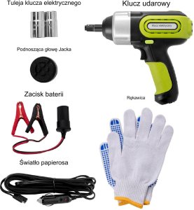 Elektryczny podnośnik samochodowy 5T z kluczem udarowym lewarek do auta 7