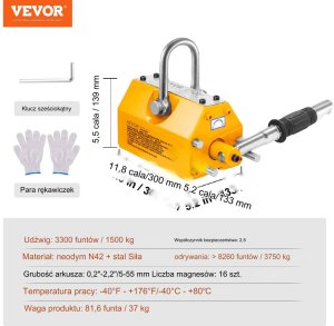 Chwytak magnetyczny do blach magnes podnośnik magnetyczny 1500 kg 5