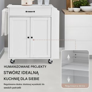 Wózek kuchenny wyspa szafka komoda na kółkach biała +szafki 5