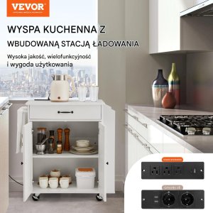 Wózek kuchenny wyspa szafka komoda na kółkach biała +szafki 7