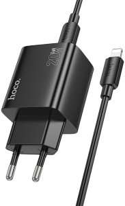 Ładowarka sieciowa do telefonu Hoco 2 x USB C + 2 x USB A QC3.0 PD 3A 20W + kabel USB C do Lightning N55 czarna 3
