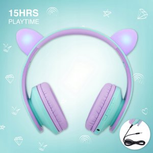 Słuchawki PowerLocus P2 Kids Headphones purple/turquoise with Ears 2