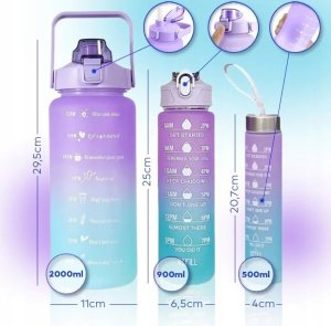 Butelka Motywacyjna Sportowa z Rurką Fitness Siłownia 2000ml 900ml 300ml 11