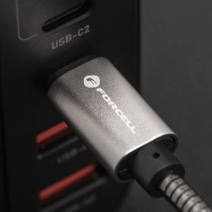 Kabel USB ForCell USB-C - Lightning 2 m Srebrny 2