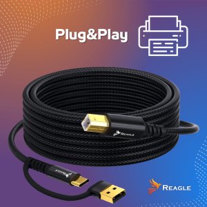 Kabel USB Reagle USB-B - USB-C + USB-A 1 m Czarny 8