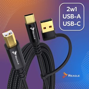 Kabel USB Reagle USB-B - USB-C + USB-A 5 m Czarny 3