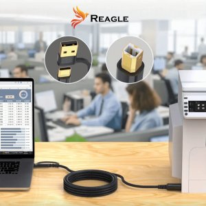 Kabel USB Reagle USB-B - USB-C + USB-A 5 m Czarny 4