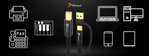Kabel USB Reagle USB-B - USB-C + USB-A 5 m Czarny 5