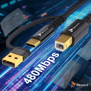 Kabel USB Reagle USB-B - USB-C + USB-A 5 m Czarny 6