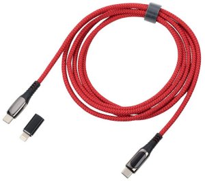 Kabel USB Troika USB-C - USB-C + Lightning 2 m Czerwony (CBL20/RD) 5