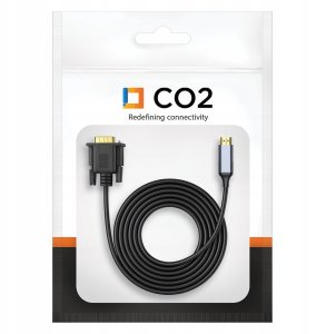 Kabel Co2 KABEL VGA - HDMI PRZEJŚCIÓWKA KONWERTER ADAPTER FULL HD 1080P 60HZ 2M 12