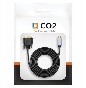 CO2 KABEL VGA - HDMI PRZEJŚCIÓWKA KONWERTER ADAPTER FULL HD 1080P 60HZ 1M 12