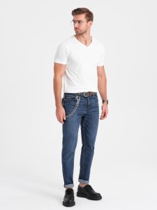 Komplet koszulek z dekoltem V i elastanem oraz subtelnym logotypem 3-pak  3x biały V2 Z100 M 3