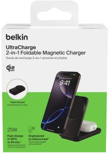 Belkin UltraCharge 25W Qi2 magn. 2-in-1 Lad.klappb.sw. WIZ038kqBK 12