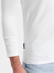 Komplet męskich longsleeve'ów SLIM FIT z dekoltem typu V i logotypem 2-pak  2x biały V4 Z103 XXL 6