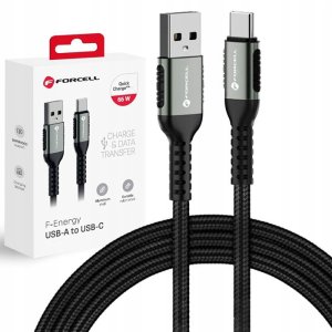 Kabel USB ForCell USB-A - USB-C 0.25 m Czarny 2