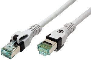 EasyLan DualBoot® PushPull Patch Cable Cat.6A (Class EA), S/FTP, RJ45 / RJ45, szary, 1,5 m 2