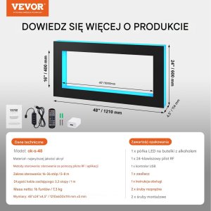 Podświetlana Półka na Butelki LED 122 cm Zdalne Sterowanie 2