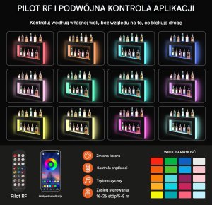 Podświetlana Półka na Butelki LED 122 cm Zdalne Sterowanie 4