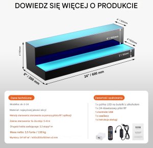 Podświetlana Półka na Butelki LED 60 cm Zdalne Sterowanie 2
