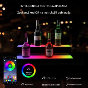 Podświetlana Półka na Butelki LED 60 cm Zdalne Sterowanie 5
