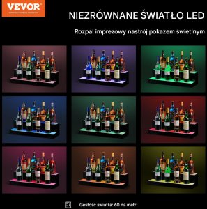 Podświetlana Półka na Butelki LED 60 cm Zdalne Sterowanie 7
