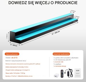 Podświetlana Półka na Butelki LED 183 cm Zdalne Sterowanie 2