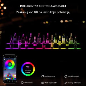 Podświetlana Półka na Butelki LED 183 cm Zdalne Sterowanie 3