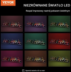 Podświetlana Półka na Butelki LED 183 cm Zdalne Sterowanie 6