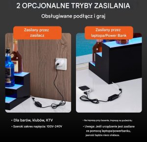 Podświetlana półka na alkohol 152cm sterowanie RF/aplikacja 3-poziomy bar 5
