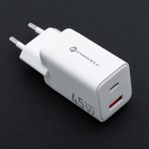 Ładowarka sieciowa do telefonu Forcell F-Energy Mini GaN III USB C + USB A PD QC4.0 45W VT-36 biała 3