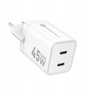 Ładowarka sieciowa do telefonu Forcell F-Energy Mini GaN III 2 x USB C PD QC4.0 45W VT-36B biała 2