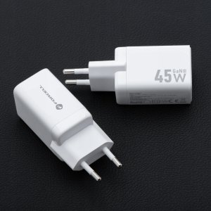Ładowarka sieciowa do telefonu Forcell F-Energy Mini GaN III 2 x USB C PD QC4.0 45W VT-36B biała 3