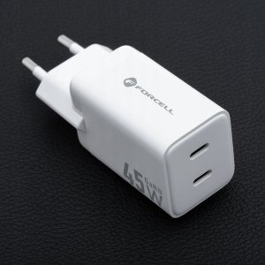 Ładowarka sieciowa do telefonu Forcell F-Energy Mini GaN III 2 x USB C PD QC4.0 45W VT-36B biała 6