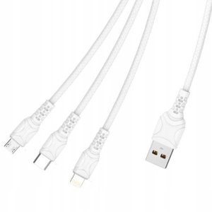 Ładowarka 3w1 Sieciowa Szybka USB / USB-C Kabel USB-C Micro USB Lightning 3