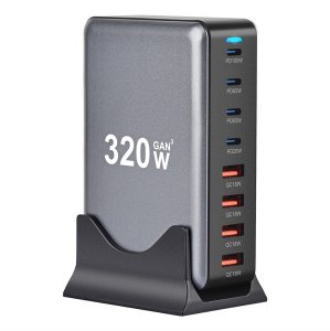 ŁADOWARKA SIECIOWA USB-C SZYBKA DO TELEFONU KOSTKA QUICK CHARGE 3.0 320W 2