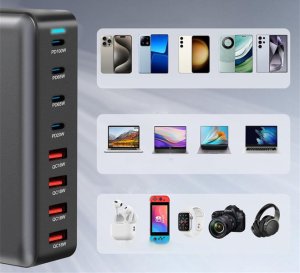 ŁADOWARKA SIECIOWA USB-C SZYBKA DO TELEFONU KOSTKA QUICK CHARGE 3.0 320W 8