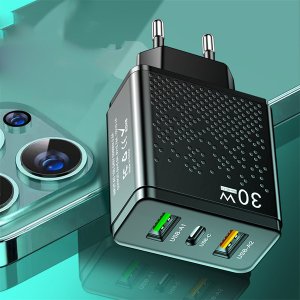 ŁADOWARKA SIECIOWA USB-C SZYBKA DO TELEFONU KOSTKA CHARGER UNIWERSALNA 30W 3