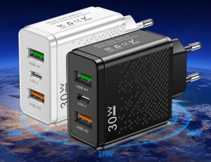 ŁADOWARKA SIECIOWA USB-C SZYBKA DO TELEFONU KOSTKA CHARGER UNIWERSALNA 30W 9