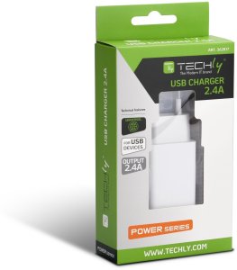 Ładowarka sieciowa USB 12W/2.4A 5V biała 2